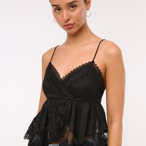 Abercrombie & Fitch Black Lace Babydoll Crop Top Size Medium